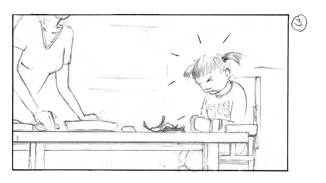 storyboard with angry girl