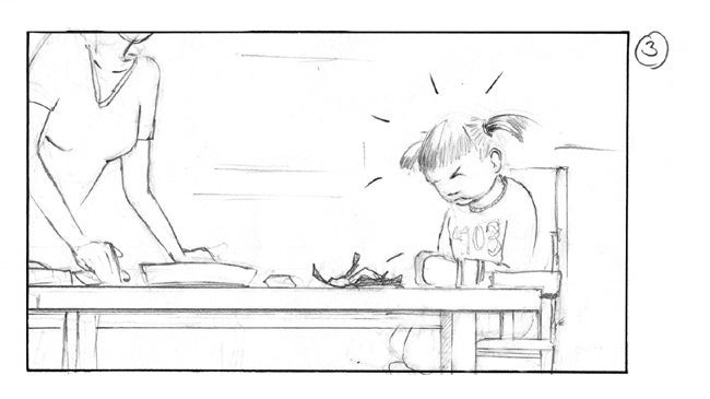 storyboard with angry girl