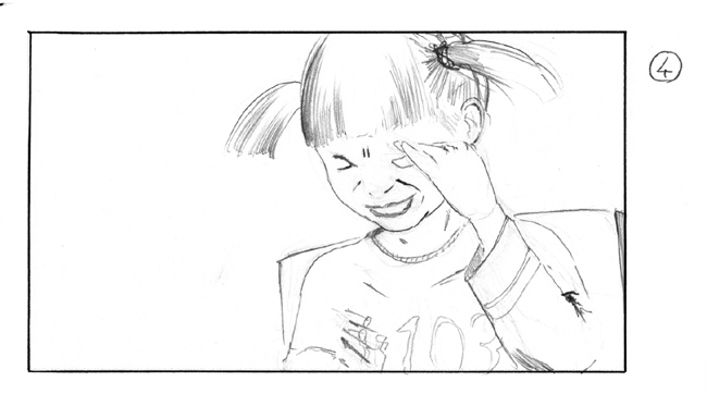 storyboard with angry girl