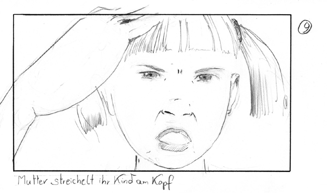storyboard with angry girl