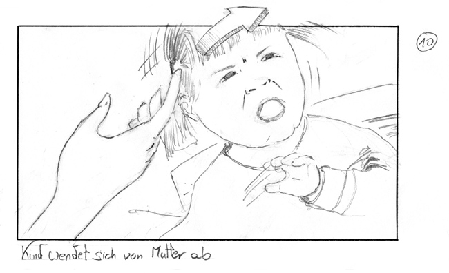 storyboard with angry girl