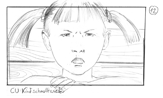 storyboard with angry girl