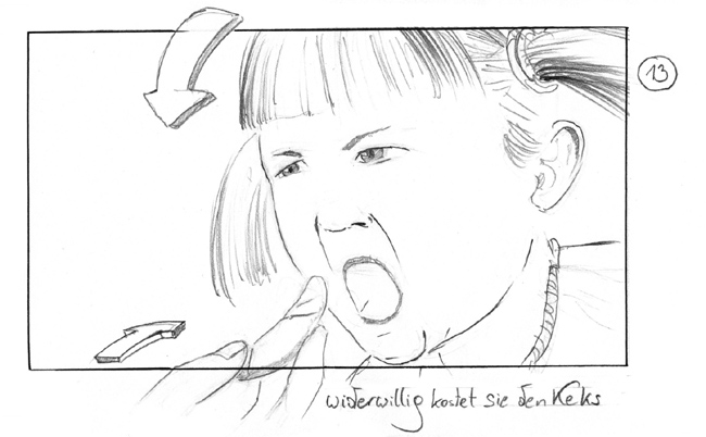 storyboard with angry girl