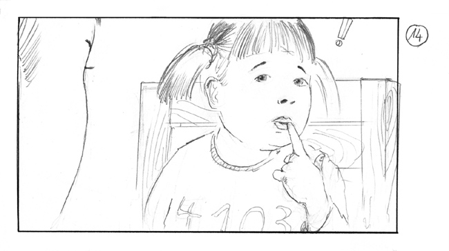 storyboard with angry girl