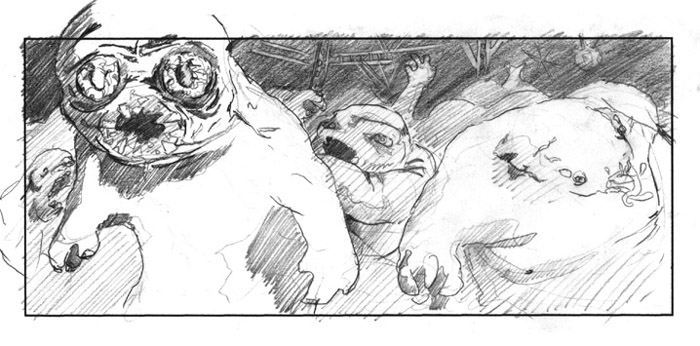 storyboard pencils monsters ghouls