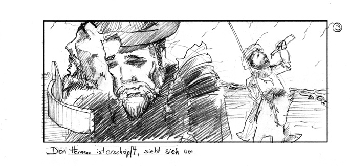 storyboard for raiffeisen/sabotage films with hermann maier acting as don quijote